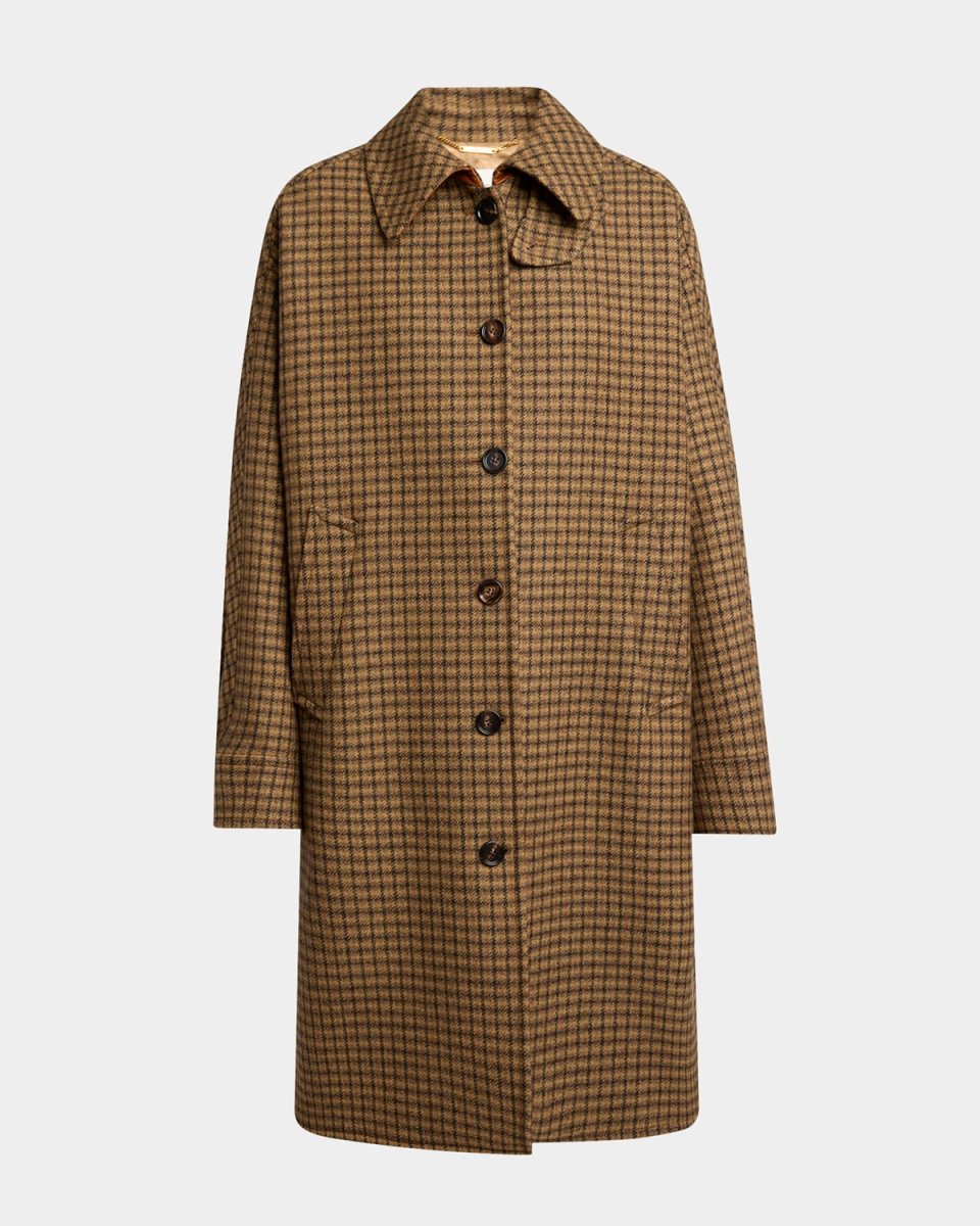 Plaid Single-Breasted Long Coat